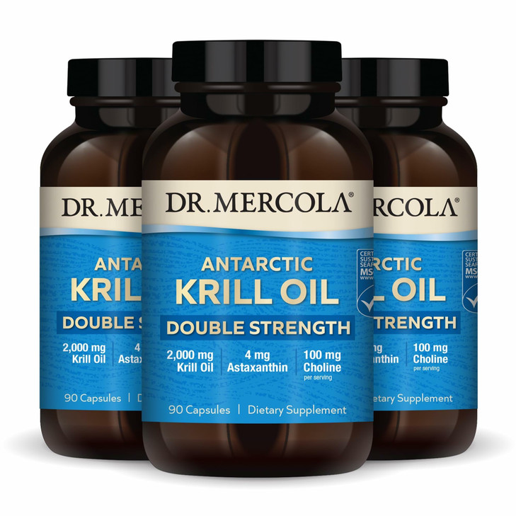 Dr. Mercola Antarctic Krill Oil Double Strength - 2,000 mg - Omega-3 Supplement with EPA & DHA - Supports Brain, Heart, Joint & Immune Health - GMO-F