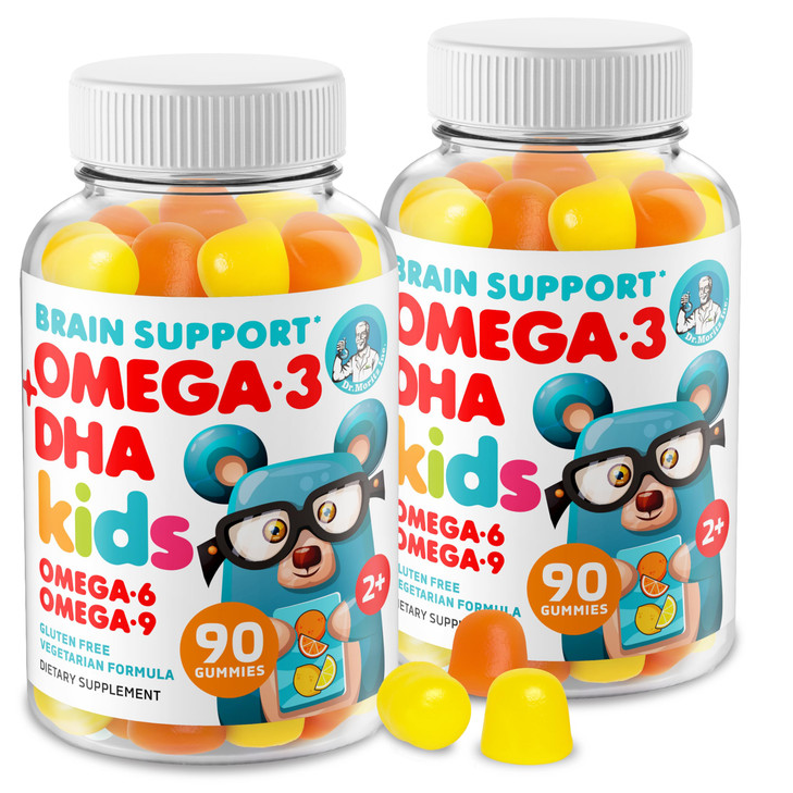 DR. MORITZ Omega 3 Kids Gummies (180 Count), Vegan Omega3 Gummies for Kids with No Fish Oil, Vitamins for Brain & Heart Health, Gluten-Free Omega 3 6
