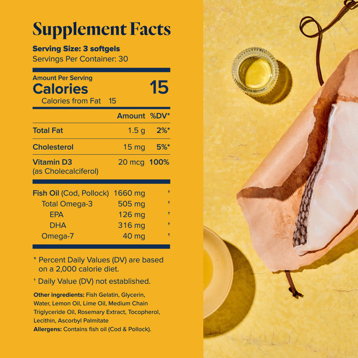 LifeVantage - Omega+ - Supplement 3-in-1 Blend of Omega-3 & 7, Vitamin D and for Brain, Cardiovascular, Skin Health and Immunity - 90 Softgels