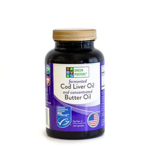 Green Pasture Fermented Cod Liver Oil Blend and Concentrated Butter Oil Blend - 120 Capsules