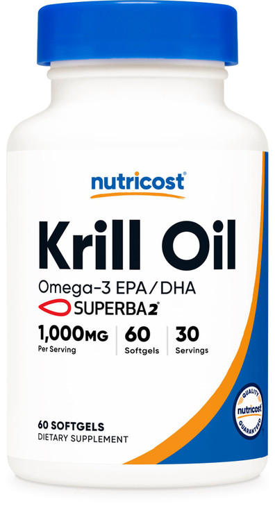 Nutricost Krill Oil 1000mg, 60 Softgels - Omega-3 EPA-DHA Krill Oil Supplement, with Superbakrill