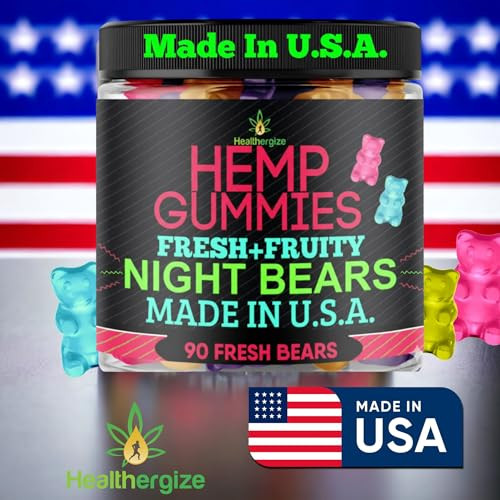 Hemp Gummies for Sleep-High Potency Calm Relaxation Night-Time, Peace and Relaxation, Fruity Gummy Bear Edibles, Good Mood, Restful Bedtime-Natural H