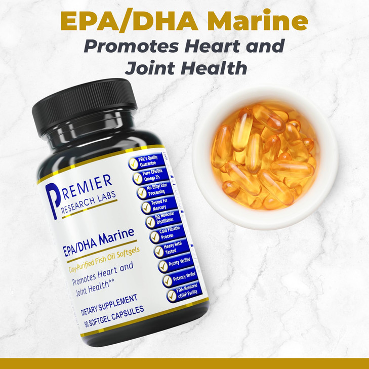 Premier Research Labs EPA DHA Marine Softgels - Omega 3 Fish Oil, EPA DHA Omega 3 Supplement, Fatty Acids for Women & Men, Natural - 90 Softgel Capsu