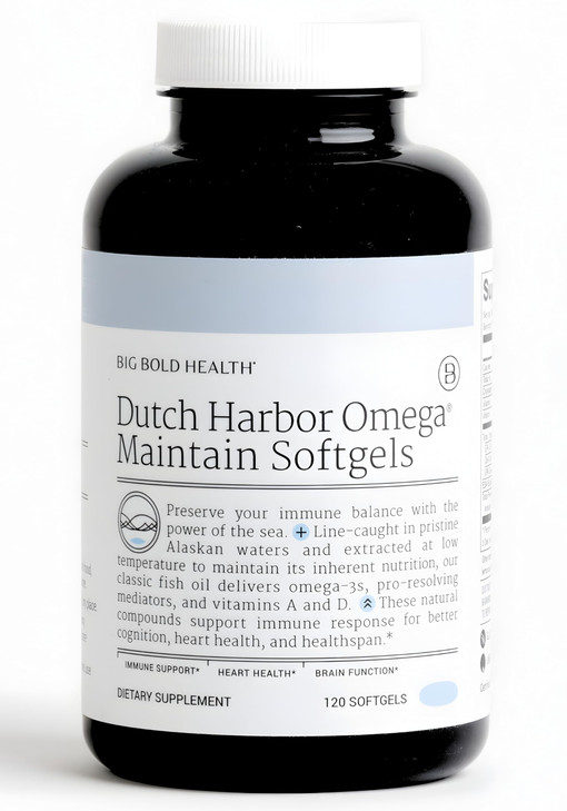 Big Bold Health Dutch Harbor Omega Maintain Softgels - Premium Alaskan Cod Liver Oil (120 Count) - Sustainably Sourced Omega-3 Supplement with EPA, D