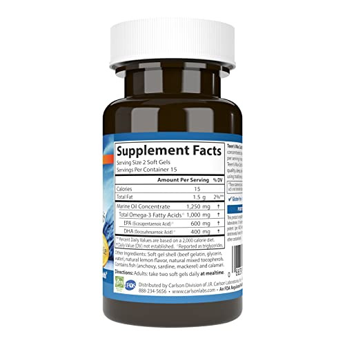 Carlson - Teen's Max Catch Minis, 1000 mg Omega-3s, Brain Health, Vision Support, Mood Health, 30 Softgels