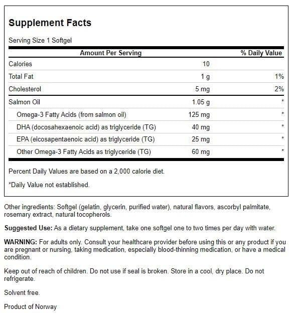 Swanson Virgin Salmon Oil (ecomega) 1050 Milligrams 90 Sgels