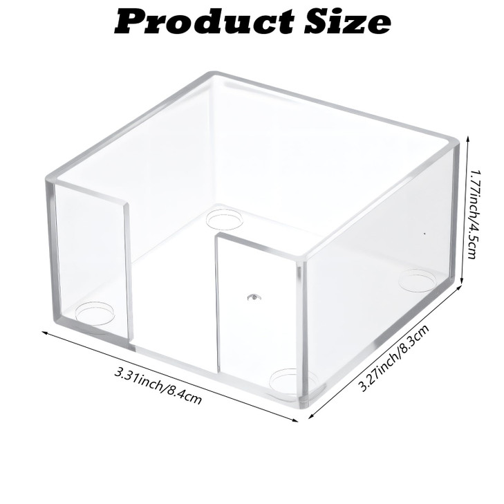 YBEATY Acrylic Sticky Note Holder Clear Acrylic Notepad Cards Notepad Holder 3 x 3 Self-Stick Cube White Notes Pad Holder Crystal Dispenser Memo Pad