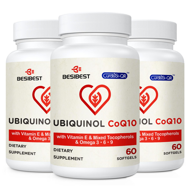 Ubiquinol CoQ10-600mg-Softgel, Active Coq10 Ubiquinol Supplement with Vitamin E & Omega 3, 6, 9, High Absorption-Coenzyme-Q10, Powerful Antioxidant f