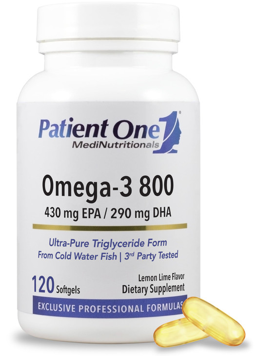 Patient One Omega-3 800 | Supplement to Support Heart, Cognitive and Joint Health* | Omega-3 Fish Oil with EPA and DHA | 120 Softgels
