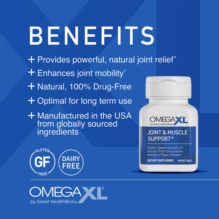 OmegaXL Joint Support Supplement for Relief - Natural Muscle Support, Green Lipped Mussel Oil, 60 Count (2 Pack). MemoryXL, Magnesium L-Threonate Bra