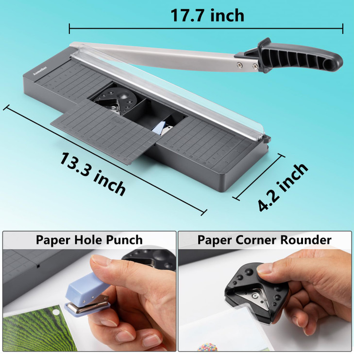 12" Guillotine Paper Cutter,Accurate Paper Trimmer Cutting with Safety Guard & Blade Lock, 8 Sheet Capacity, Portable Heavy Duty Paper Cutter for Car
