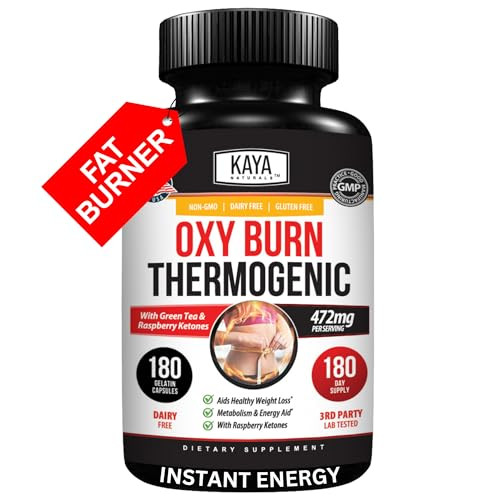 Kaya Naturals Oxy Burn - Thermogenic Herbal Formula for Active Living  Non-GMO & Gluten-Free  180 Count