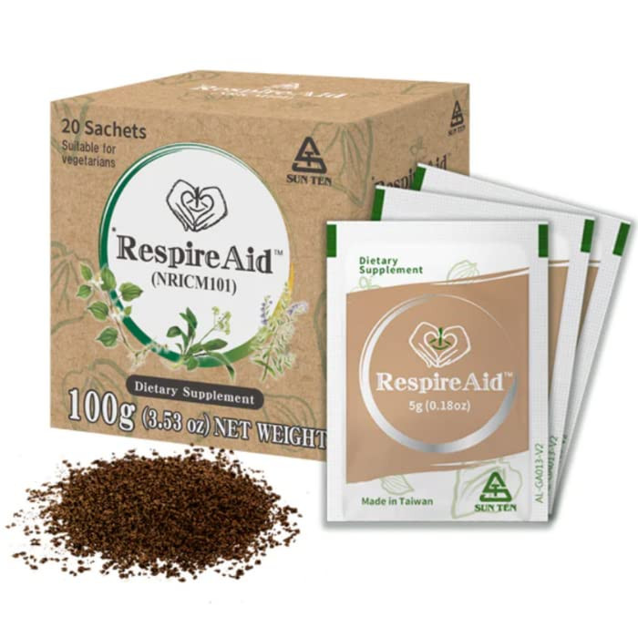 Sun Ten RespireAid All-Natural Lung Cleanse & Detox. Contains Natural Herbal Properties to Support Healthy Lung Function & Breathing. 100g (20 sache