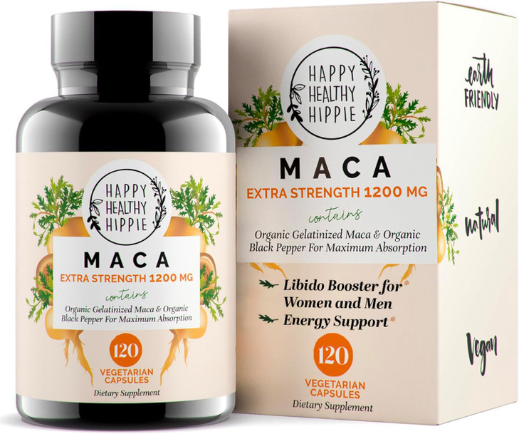 Organic Maca Root Capsules 1200 mg  Libido Booster for Women Fast Acting & Potent | Aphrodisiac Supplement | Energy Pills from Peru | Includes Black