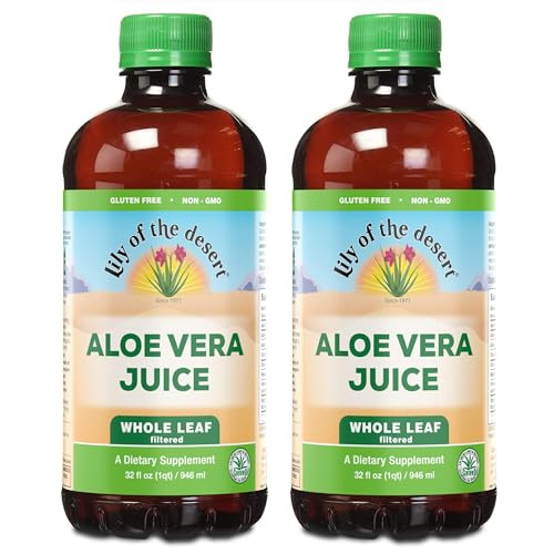 Lily of the Desert Aloe Vera Juice - Whole Leaf Filtered Aloe Vera Drink, Non-GMO Aloe Juice with Natural Digestive Enzymes for Gut Health, Stomach R