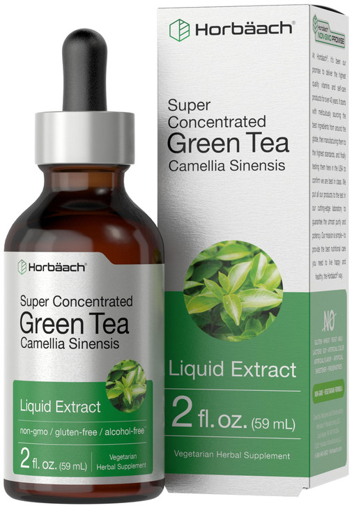 Horbäach Green Tea Extract Liquid Drops | 2 Fl Oz | Herbal Tincture | Alcohol Free | Vegetarian | Super Concentrated Supplement | Non-GMO, Gluten Fre