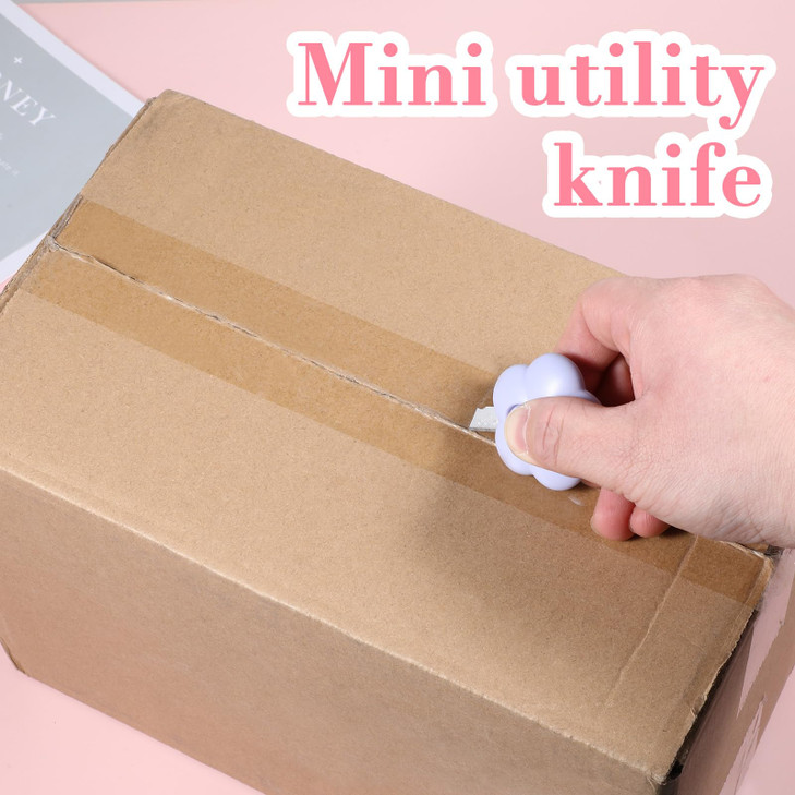 AOZUO 3Pcs Cute Retractable Box Cutters, Mini Flower Box Cutter Pocket Box Cutters Small Art Letter Cutter Opener Slide Open with Keychain Hole for O