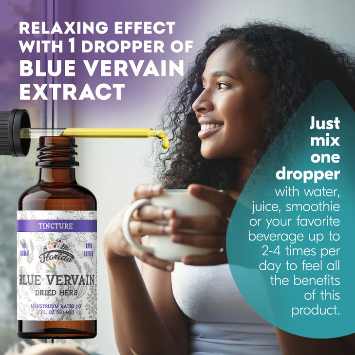Blue Vervain Herb Organic Extract  Organic Blue Vervain Herb  Natural Vervain Supplement for Men & Women  Made in USA - 2 oz