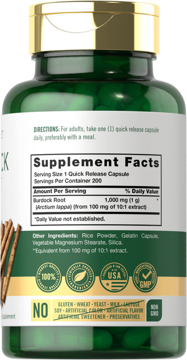 Carlyle Burdock Root | 200 Capsules | Non-GMO and Gluten Free Formula | Traditional Herb Supplement | Arctium Lappa Extract