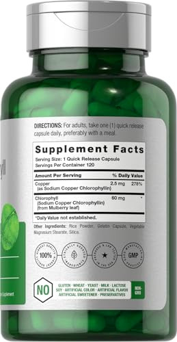 Horbäach Chlorophyll Capsules | 120 Count | Non-GMO and Gluten Free Supplement | Naturally-Occurring Pigment
