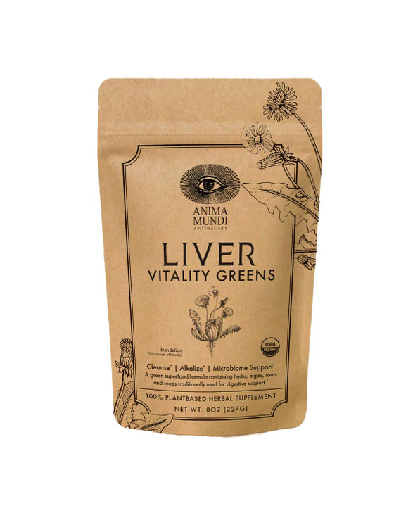 Anima Mundi Apothecary Super Greens Powder - Liver Vitality - Organic Superfood Greens & Herbal Prebiotics for Liver Detox, Cleanse & Support - with
