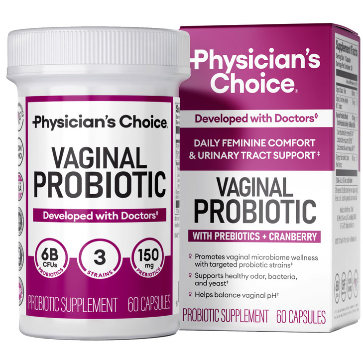 Physician's CHOICE Vaginal Probiotics for Women - pH Balance, Odor Control, Yeast Balance, Vaginal Flora & Feminine Health - 6B CFU with Organic Preb