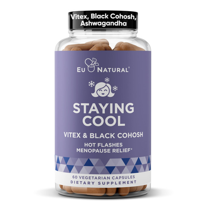 Staying Cool Menopause Supplements for Women  Hormonal Hot Flash Relief, Weight Support, & Night Sweats  Vitex Chaste Tree & Black Cohosh  60 Vege