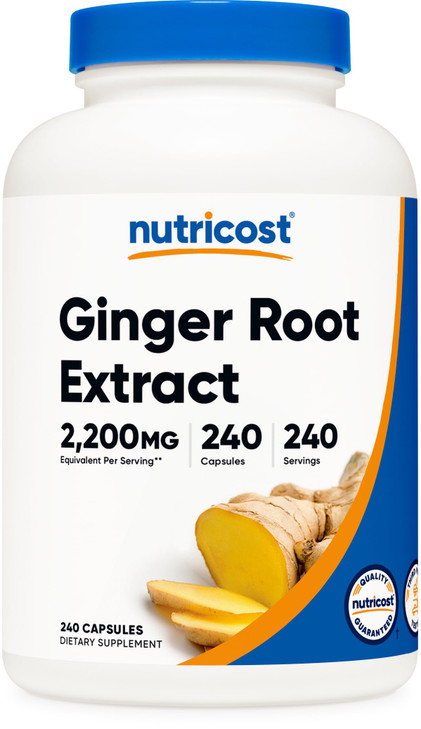 Nutricost Ginger Root Extract 2,200mg Equivalent from 550mg of 4:1 Extract Per Serving, 240 Capsules for 240 Servings Per Bottle - Gluten Free, Non-G