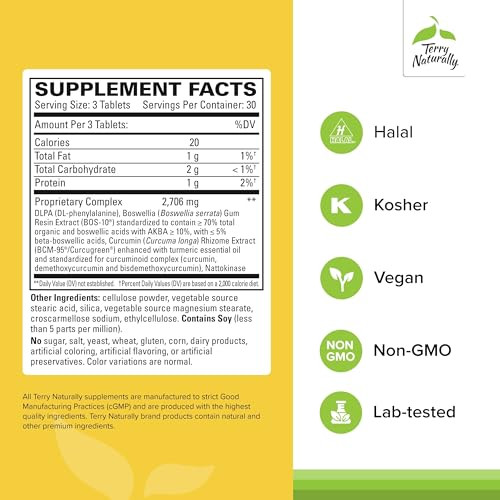 Terry Naturally Curamin Extra Strength - Curcumin & Boswellia for Healthy Circulation Support - Turmeric Supplement to Support Joints, Muscle Health