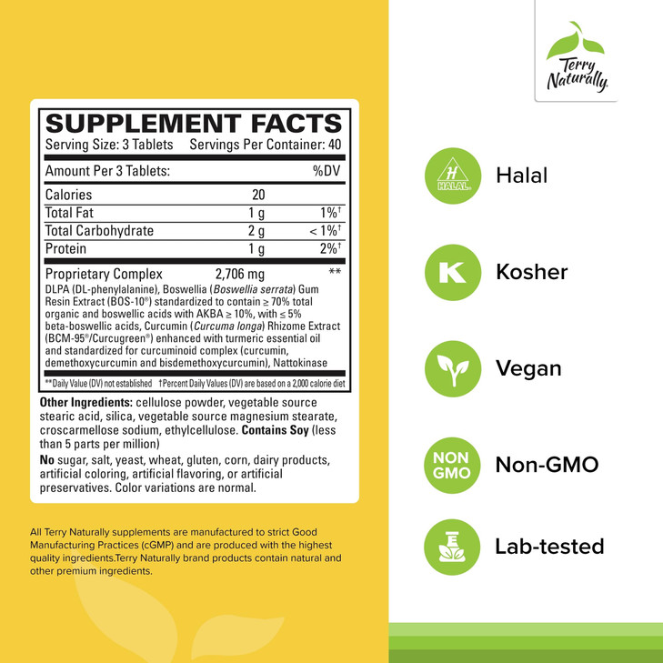 Terry Naturally Curamin Extra Strength - Curcumin & Boswellia for Healthy Circulation Support - Turmeric Supplement to Support Joints, Muscle Health