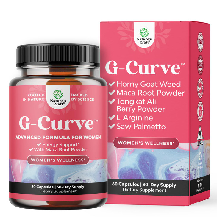 G-Curve Butt and Breast Growth Capsules - Horny Goat Weed, Muira Puama & Maca Root for Butt Growth Support - Advanced Herbal Formula - Supports Bigge