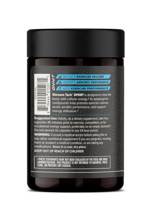 ONNIT Shroom Tech Sport Daily Exercise Support Capsules, Pre Workout Supplement with Cordyceps Mushrooms, Dietary Supplement for Daily Energy Support