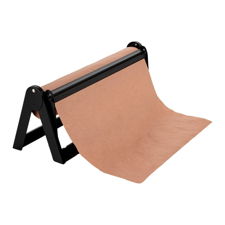 Restaurantware-20.2 x 6.7 x 8 Inch Wrapping Roll Cutter, 1 Wall Mountable Butcher Paper Holder - Serrated Blade, Rubber Feet, Black Steel Paper Cutte