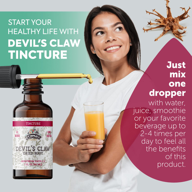 Devil's Claw Tincture Alcohol Free Organic Extract (Harpagophytum Procumbens) Herbal Supplement, Non-GMO in Cold-Pressed Organic Vegetable Glycerin,
