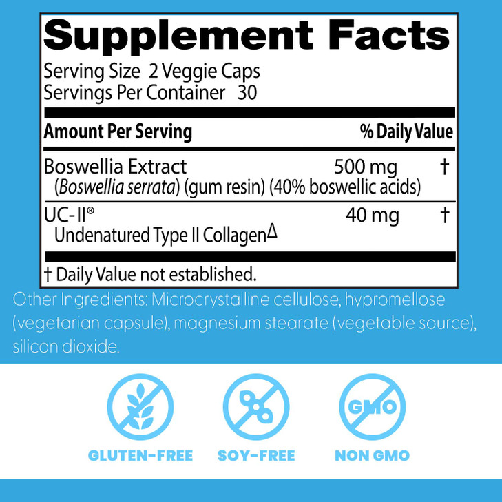 Doctors Best BioAvailable Boswellia + UC-II, Supports Joint Health, Non-GMO, Gluten Free, Soy Free 60 Veggie Caps