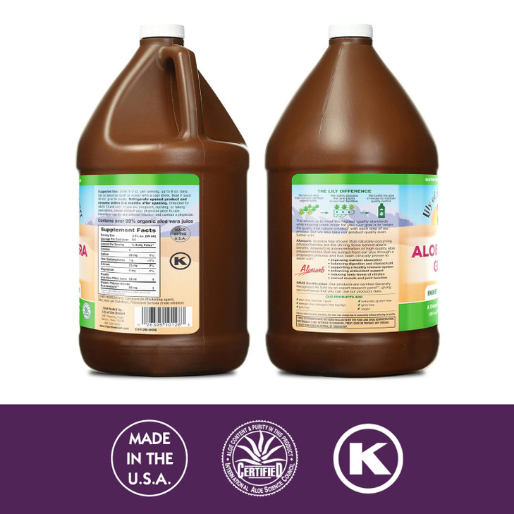 Lily of The Desert Aloe Vera Gel - Inner Fillet Thicker Consistency Aloe Vera Drink with Natural Vitamins, Digestive Enzymes for Gut Health, Stomach