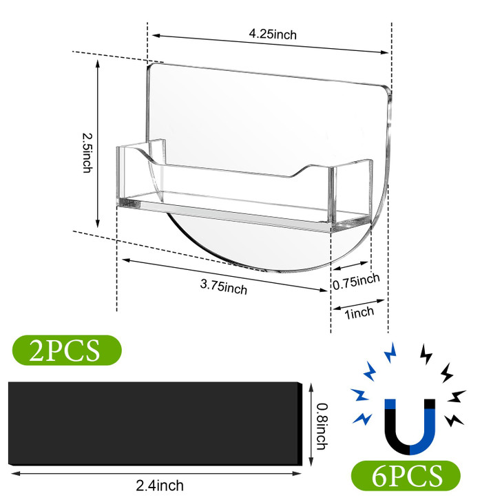 Geelin 2 Pcs Acrylic Magnetic Business Card Holder Clear Plastic Business Card Display Stand for Exhibition Office Retail Shops Vendor Booth, Fits 30