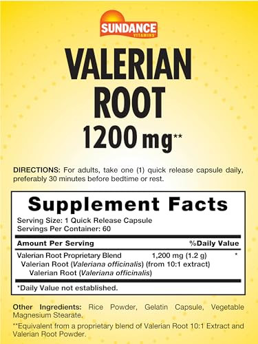 Sundance Valerian Root Supplement | 60 Quick Release Capsules | Non-GMO and Gluten Free Formula
