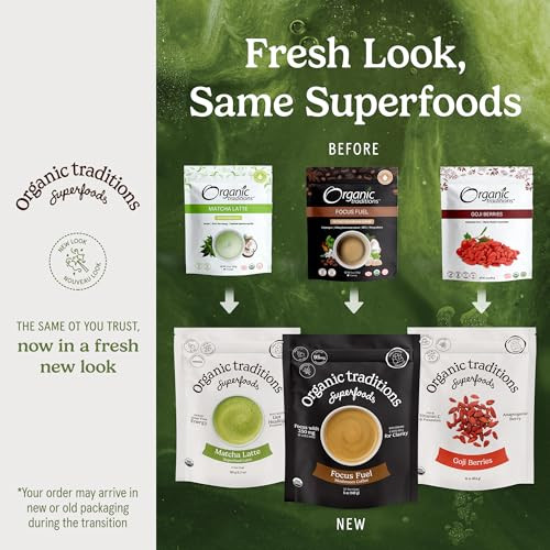 Organic Traditions Spirulina Powder Organic, Plant-Based Green Superfood for Smoothies, Rich Algae Powder for Energy Support, Easy Mixing Spirulina f