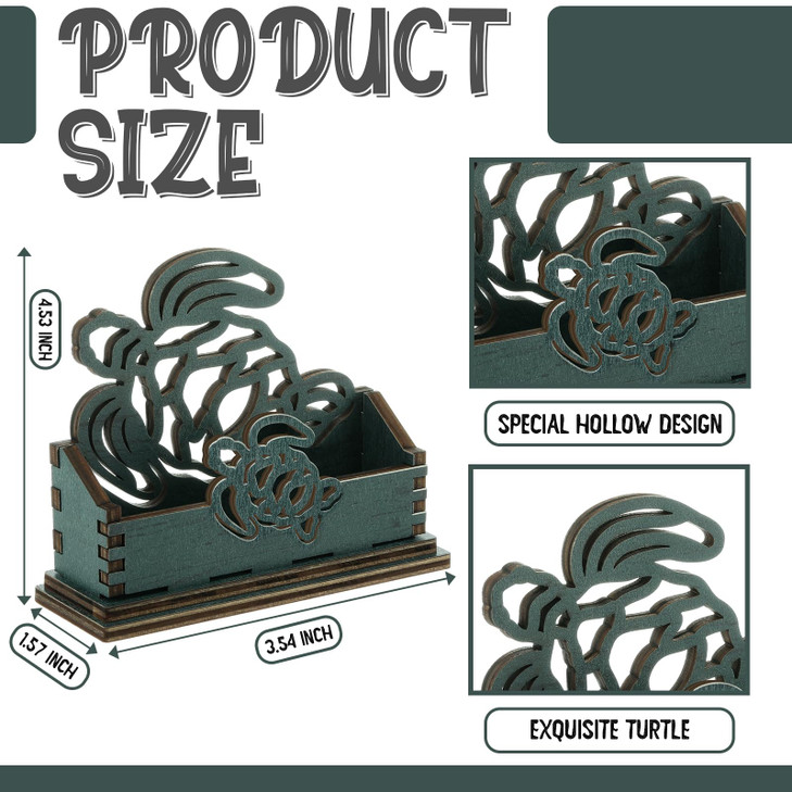 CroBlissful 2 Pcs Decorative Business Card Holder Sea Turtle Wooden Business Card Holder Display Stand Turtle Desk Organizers for Desk Office Home De