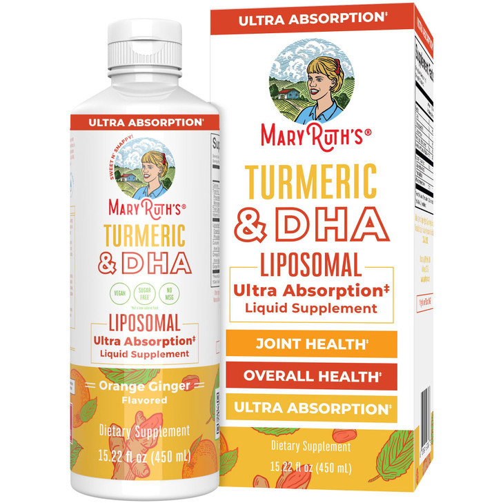 MaryRuth Organics | Liposomal Turmeric & DHA | Curcumin | Ginger Root Oil | Algal DHA & Vitamin E | Cognitive Function | Mood Support | Joint Health