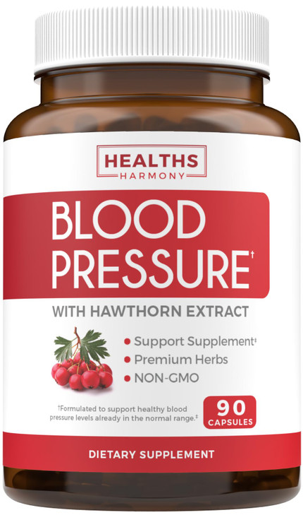 Blood Pressure Support Supplement (NON-GMO) Premium Natural Herbs, Vitamins & Berries - High Dosage of Hawthorn Berry Extract  Supports Blood Pressu
