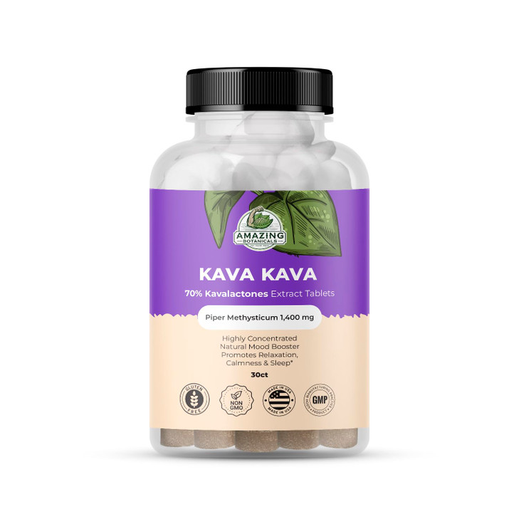 Kava Kava Extract Tablets High Potency 70% Kavalactones Extract, 140mg of Fresh Piper Methysticum per Serving, Kavalactones Root Extract Boosts Mood,