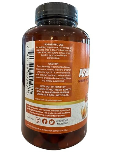 NutriFlair Organic Ashwagandha Root Extract - with Organic Black Pepper - Stress and Mood Support - Powerful Adaptogenic Benefits and Overall Health