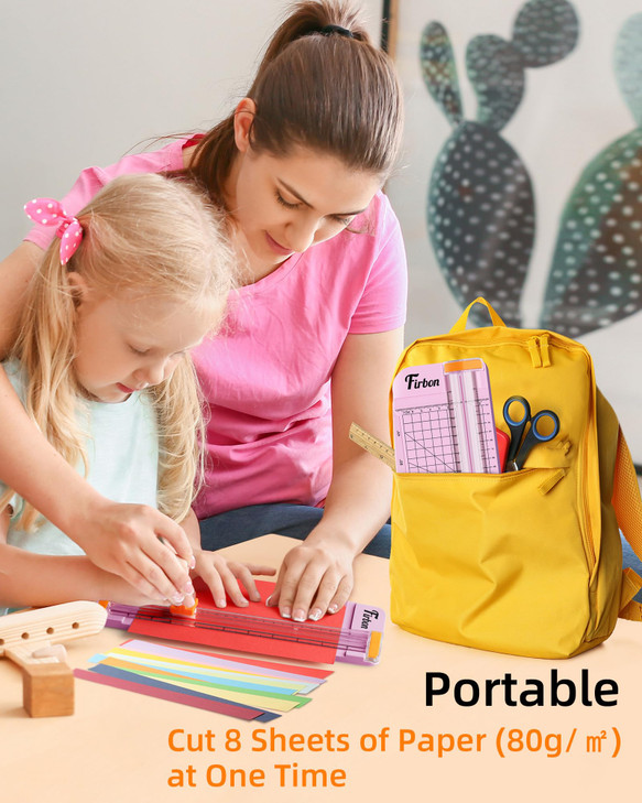 Firbon Pink A5 Paper Cutter, Straight Small Paper Trimmer with Side Ruler for Scrapbooking Craft, Paper, Coupon, Label, Cardstock