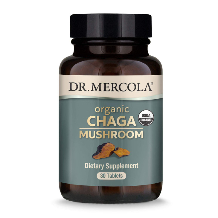 Dr. Mercola Organic Chaga Mushroom - Immune Support - Adaptogenic Blend with Chaga Extract & Chaga Powder - USDA Organic - Gluten-Free - 30 Capsules