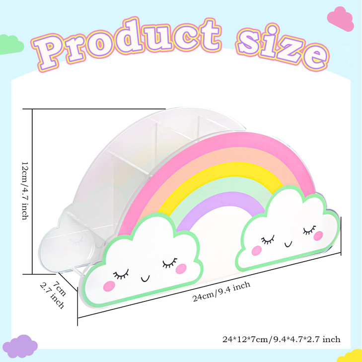 MeCids Pencil Holder for Desk, Acrylic Pen Holder Rainbow Supply Caddy for Home Classroom Homeschool Office Desktop Storage Art Stationery Supplies O
