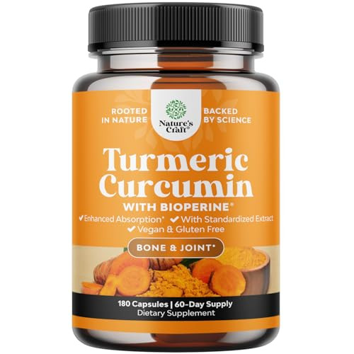 Turmeric Curcumin with Black Pepper Extract - Joint Health Turmeric Supplement with 95% Curcuminoids - Daily Joint Support Supplement with Turmeric a