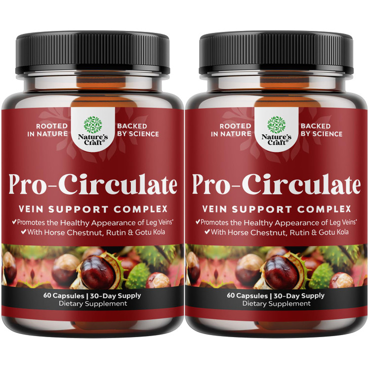 Vein Support Supplements Leg and Veins - Full Body Circulation Supplement for Spider & Varicose Veins and Improved Flow with Horse Chestnut Extract -