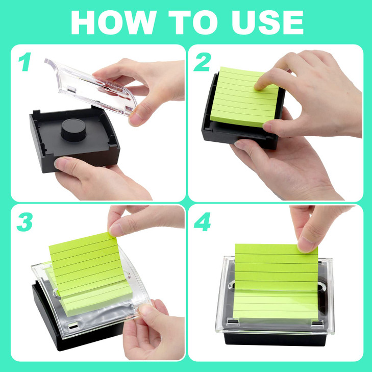 Pop Up Sticky Note Dispenser Sticky Note Holder Pop Up Note Dispenser Transparent Top for 3 x 3 Inch Sticky Notes School Office Home Store Black Base